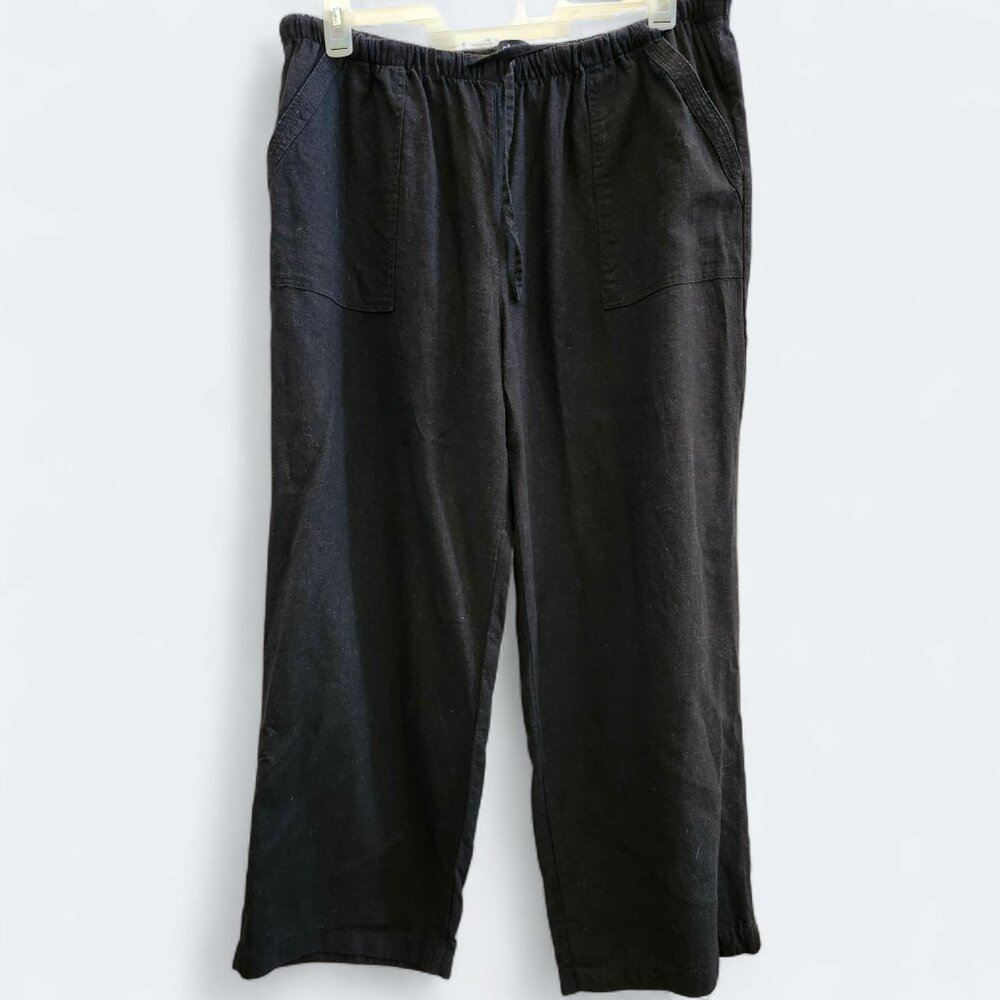 One Pair of Women's Black Linen Slacks-Brand: ellos-Size 20